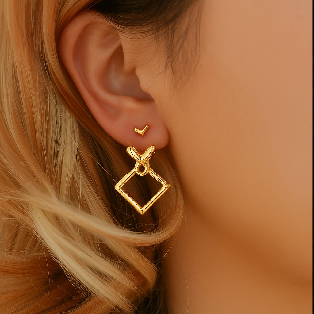 KIKI Ruitvormige Oorbellen