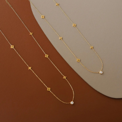 CARRIE Gouden Klaver Ketting